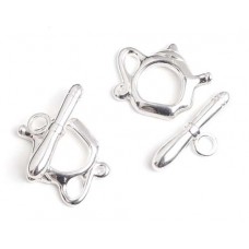15 x 19mm Kettle Toggle Clasps, Silver, Pack of 2 clasps