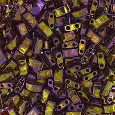 Dark Topaz Transparent AB Gold Luster Half Tila Beads, colour 0301, 5.2gm approx...