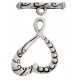 26mm Heart Fancy Toggle Clasp, Antique Silver, Pack of 2 clasps