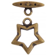 15mm Fancy Star Toggle Clasps, Antique Copper, Pack of 2 clasps