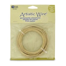 10 Gauge (2.6 mm), Non tarnish brass plated Copper Wire, 25 ft (7.6m)