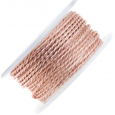 18 Gauge (1.02 mm), Twisted Artistic Wire in Rose Gold plating, sold by the metr...