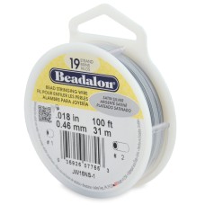 Beadalon JW15NS-1 19 Strand Wire, Satin Silver, 0.018", 100ft Reel