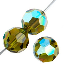 4mm Preciosa Round Crystals on 5" Strand Olivine AB
