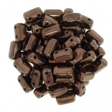 Dark Bronze 2-Hole Brick Bead - 3 x 6mm - Pack of 50 