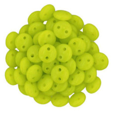 Chartreuse Opaque 2-Hole 6mm Lentil Beads - Strand of 50 Beads