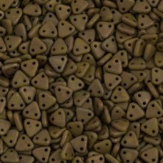 Bulk Bag Chartreuse Copper Picasso Czechmate Triangle Beads, approx 100g