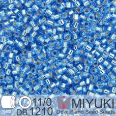 DB1210 Blue Azure Silver Lined, Size 11/0 Miyuki Delica Beads, 50g approx.