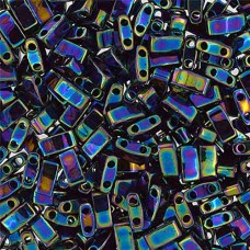 Dark Blue Opaque Iris Metallic Miyuki Half Tila Beads, colour 0455,  5.2gm appro...