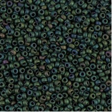 Matte Metallic Dark Green Iris Miyuki 8/0 Seed Beads, Colour 2066, Bulk 250g pac...