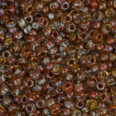Transparent Saffron Picasso, Miyuki Size 6/0 Colour 4501, 250g