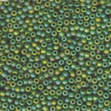 Semi-frosted green AB Miyuki 8/0 seed beads, Colour 0411FR, 250g approx.