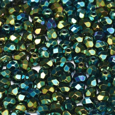 4mm Jet Green Iris Firepolished beads, 1200pcs approx.