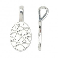 Glue on Pendant Bails, 10 x 23mm, Silver Plated, Pack of 3