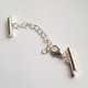 15mm Slide connector extension chain and lobster clasp, Silver Plated nickel free