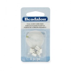 Cord Ends, Fold-Over, 4.4mm (.173 in) O.D., 11.5mm (.452 in) length, Silver Plat...