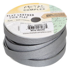 Metallic Silver, 10x2mm Leather in multiples of 20cm