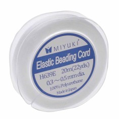 Miyuki 0.3 - 0.5mm diameter elastic beading cord, 20m reel 