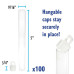 125mm x 14mm Clear Plastic Tubes with hanging cap, pack of 100 125mm x 14mm Clear Plastic Tubes with hanging cap, pack of 100