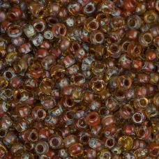 Transparent Saffron Picasso, Miyuki Size 6/0 Colour 4501, 250g