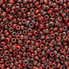 Opaque Red Picasso, Miyuki 11/0 Seed Beads, Colour 4513, 250 Grams