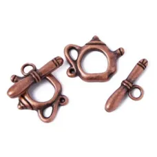 15 x 19mm Kettle Toggle Clasps, Antique Copper, Pack of 2 clasps