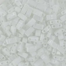 White Opaque Half Tila Beads, colour 0402,  5.2gm approx.