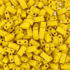 Mustard Opaque Matte Half Tila Beads, colour 2311, 50 Grams approx.