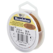 Beadalon JW09NG-0 19 Strand Wire, Satin Gold Colour, 0.012", 30ft Reel