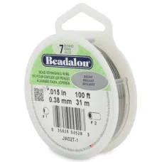 Bright, 0.015 inch, 100ft Reel Beadalon 7 Strand Beading Wire, JW02T-1 Bright, 0.015 inch, 100ft Reel Beadalon 7 Strand Beading Wire, JW02T-1