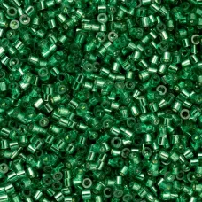 Emerald Silver Lined Cylin Beads, 25gm bulk bag Emerald Silver Lined Cylin Beads, 25gm bulk bag