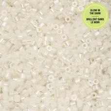 Glow in Dark AB - White to Turquoise Cylin Beads, 25gm bulk bag Glow in Dark AB - White to Turquoise Cylin Beads, 25gm bulk bag
