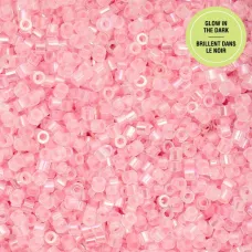 Glow in Dark AB - Pink Cylin Beads, 25gm bulk bag Glow in Dark AB - Pink Cylin Beads, 25gm bulk bag