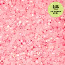 Glow in Dark AB - Pink Neon Cylin Beads, 25gm bulk bag Glow in Dark AB - Pink Neon Cylin Beads, 25gm bulk bag