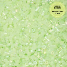 Glow in Dark AB - Light Green Cylin Beads, 25gm bulk bag Glow in Dark AB - Light Green Cylin Beads, 25gm bulk bag