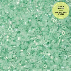 Glow in Dark AB - Green Cylin Beads, 25gm bulk bag Glow in Dark AB - Green Cylin Beads, 25gm bulk bag