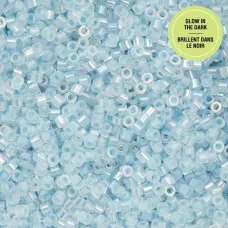 Glow in Dark AB - Blue Cylin Beads, 25gm bulk bag Glow in Dark AB - Blue Cylin Beads, 25gm bulk bag