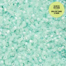 Glow in Dark AB - Turquoise Cylin Beads, 25gm bulk bag Glow in Dark AB - Turquoise Cylin Beads, 25gm bulk bag