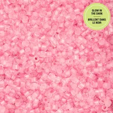 Glow in Dark - Pink Cylin Beads, 25gm bulk bag