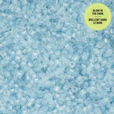 Glow in Dark - Blue Cylin Beads, 25gm bulk bag