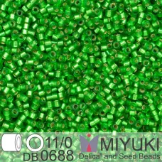 DB0688B Medium Green Semi-Matte Dyed, Size 11/0 Miyuki Delica Beads, 50gm bag DB0688B Medium Green Semi-Matte Dyed, Size 11/0 Miyuki Delica Beads, 50gm bag