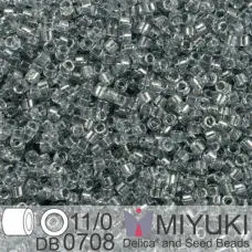 DB0708 Grey Transparent, Size 11/0 Miyuki Delica Beads, 50g approx. DB0708 Grey Transparent, Size 11/0 Miyuki Delica Beads, 50g approx.