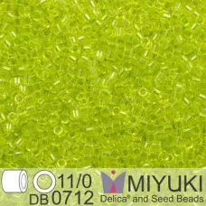 DB0712 Chartreuse Transparent, Size 11/0 Miyuki Delica Beads, 50g approx. DB0712 Chartreuse Transparent, Size 11/0 Miyuki Delica Beads, 50g approx.