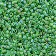 DBL0858 Matte Transparent Green AB, Size 8/0 Miyuki Delica Beads, 5.2g approx. DBL0858 Matte Transparent Green AB, Size 8/0 Miyuki Delica Beads, 5.2g approx.