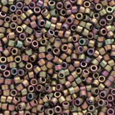 DB1055 Matted Metallic Grey Dusk Gold Iris Miyuki 11/0 Delica Beads, 50 Gram Bag DB1055 Matted Metallic Grey Dusk Gold Iris Miyuki 11/0 Delica Beads, 50 Gram Bag