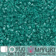 DB1108 Teal Caribbean Transparent, Size 11/0 Miyuki Delica Beads, 50g approx. DB1108 Teal Caribbean Transparent, Size 11/0 Miyuki Delica Beads, 50g approx.