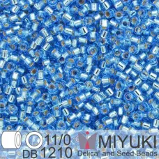 DB1210 Blue Azure Silver Lined, Size 11/0 Miyuki Delica Beads, 50g approx. DB1210 Blue Azure Silver Lined, Size 11/0 Miyuki Delica Beads, 50g approx.