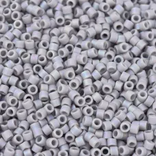 DB1598 Matted Opaque Ghost Grey AB, Size 11/0 Miyuki Delica Beads, 50 Grams DB1598 Matted Opaque Ghost Grey AB, Size 11/0 Miyuki Delica Beads, 50 Grams