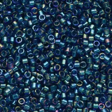 DB1763 Emerald Lined Cobalt AB, Size 11/0 Miyuki Delica Beads, 50 Grams DB1763 Emerald Lined Cobalt AB, Size 11/0 Miyuki Delica Beads, 50 Grams