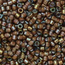DB1790 White Lined Sable Brown AB, Size 11/0 Miyuki Delica Beads, 50 Grams DB1790 White Lined Sable Brown AB, Size 11/0 Miyuki Delica Beads, 50 Grams